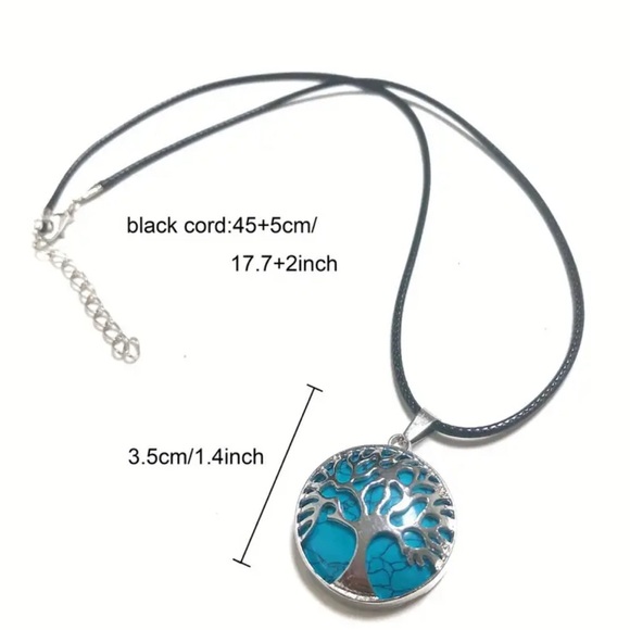 Silver and Blue Tree of Life Pendant Necklace. - Picture 2 of 3